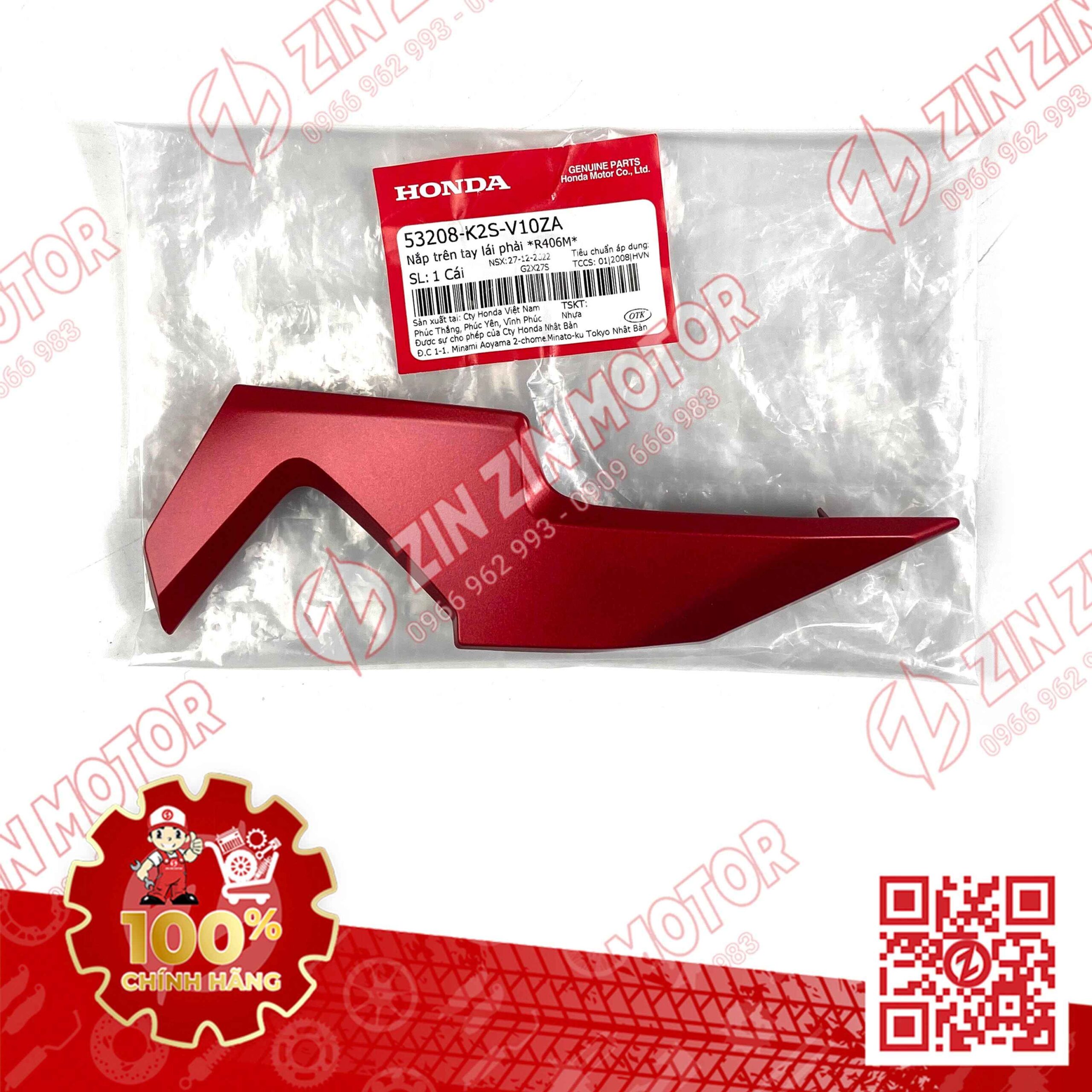 Ốp Nắp Trên Tay Lái, Tai Thỏ Vario 160, Click 160 Phải Đỏ Nhám R406M