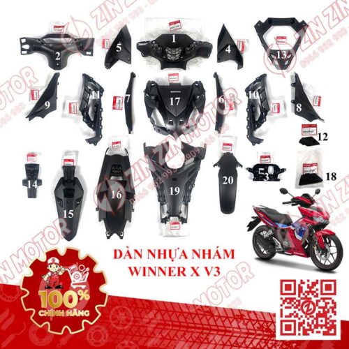 Dàn Áo Nhựa Nhám Winner X V3 2022 2023+ Chính Hãng Honda