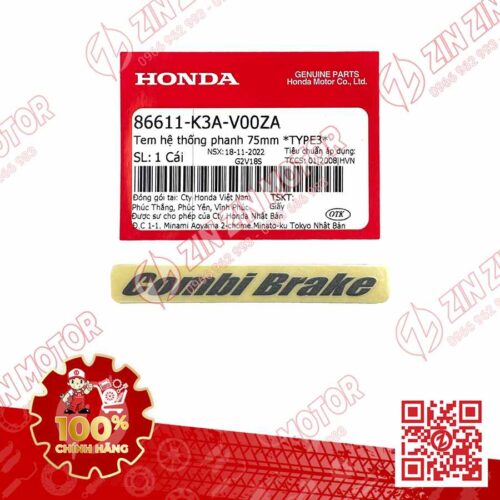 Tem Chữ Combi Brake Dè Trước AB Air Blade 2022+, AirBlade 125 2022 TYPE3 86611K3AV00ZA Chính Hãng Honda