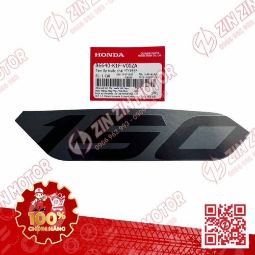 Tem Số 150 Ốp Trước Phải, Tem Cánh Yếm AB 2020 2021, AirBlade 150 Xanh Xám Đen 2020 86640K1FV00ZA Chính Hãng Honda