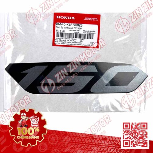 Tem Số 150 Ốp Trước Phải, Tem Cánh Yếm AB 2020 2021, AirBlade 150 Đen Bạc 2020 86640K1FV00ZB Chính Hãng Honda