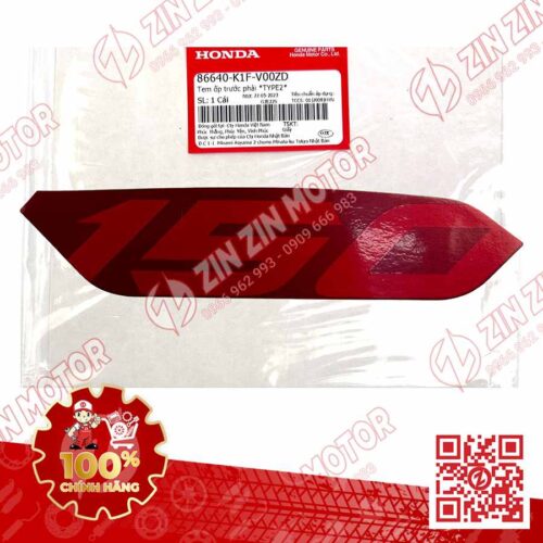 Tem Số 150 Ốp Trước Phải, Tem Cánh Yếm AB 2020 2021, AirBlade 150 Đỏ Bạc 2020 86640K1FV00ZD Chính Hãng Honda