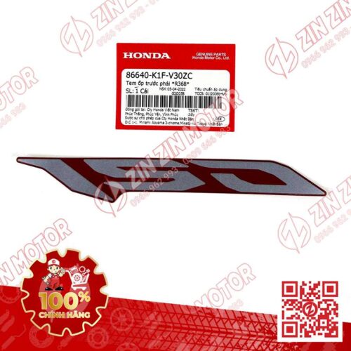 Tem Số 150 Ốp Trước Phải, Tem Cánh Yếm AB 2020 2021, AirBlade 150 Đỏ Bạc Đen 2021 86640K1FV30ZC Chính Hãng Honda