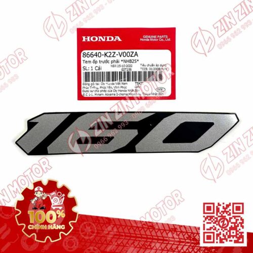 Tem Chữ 160 Ốp Yếm Trước Phải AB AirBlade 160 2022 Đen Xám Phiên Bản Tiêu Chuẩn 86640K2ZV00ZA Chính Hãng Honda