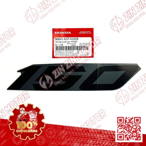 Tem Số 150 Ốp Trước Trái, Tem Cánh Yếm AB 2020 2021, AirBlade 150 Xanh Xám Đen 2020 86641K1FV10ZB Chính Hãng Honda