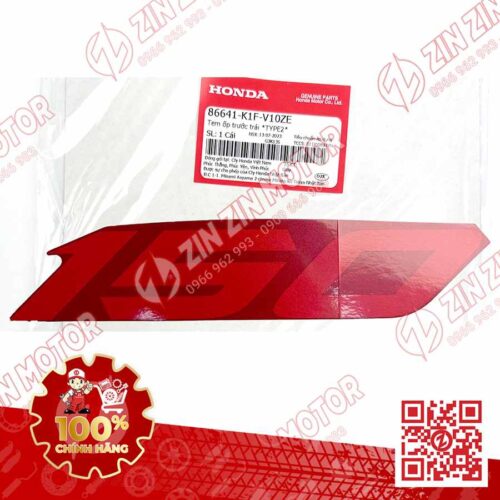 Tem Số 150 Ốp Trước Trái, Tem Cánh Yếm AB 2020 2021, AirBlade 150 Đỏ Bạc 2020 86641K1FV10ZE Chính Hãng Honda