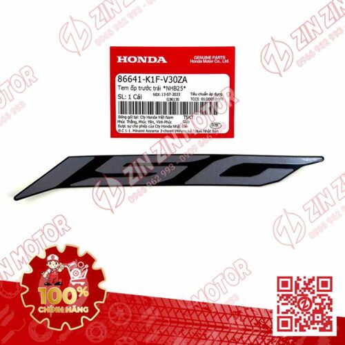 Tem Số 150 Ốp Trước Trái, Tem Cánh Yếm AB 2020 2021, AirBlade 150 Đen Bạc 2021 86641K1FV30ZA Chính Hãng Honda