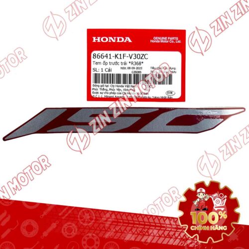 Tem Số 150 Ốp Trước Trái, Tem Cánh Yếm AB 2020 2021, AirBlade 150 Đỏ Bạc Đen 2021 86641K1FV30ZC Chính Hãng Honda