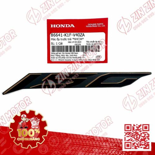 Tem Số 150 Ốp Trước Trái, Tem Cánh Yếm AB 2020 2021, AirBlade 150 Xanh Xám Đen 2021 86641K1FV40ZA Chính Hãng Honda