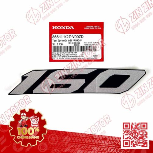 Tem Chữ 160 Ốp Yếm Trước Trái AB AirBlade 160 2022 Xanh Xám Phiên Bản Tiêu Chuẩn 86641K2ZV00ZD Chính Hãng Honda
