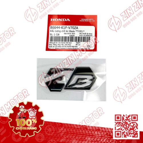 Tem Logo AB Xe AirBlade 150 Xám Xi Măng (Xám Chuột) 2022 86644K1FV70ZA Chính Hãng Honda