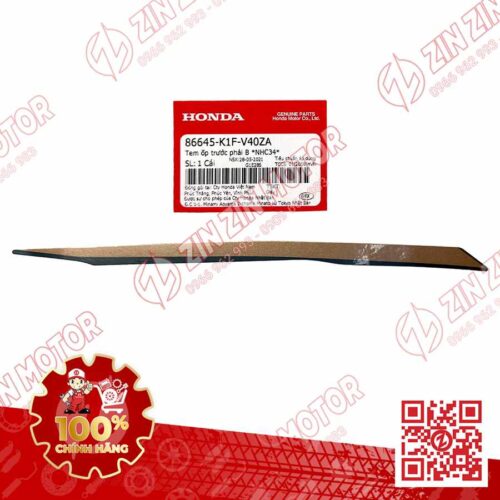 Tem Ốp Trước Trái B, Tem Cánh Yếm AB 2020 2021, AirBlade 150 Xanh Xám Đen 2021 86645K1FV40ZA Chính Hãng Honda