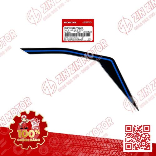 Tem Ốp Trước Phải B, Tem Cánh Yếm AB 2020 2021, AirBlade 125 Bạc Xanh Đen 2020 86648K1GV00ZB Chính Hãng Honda
