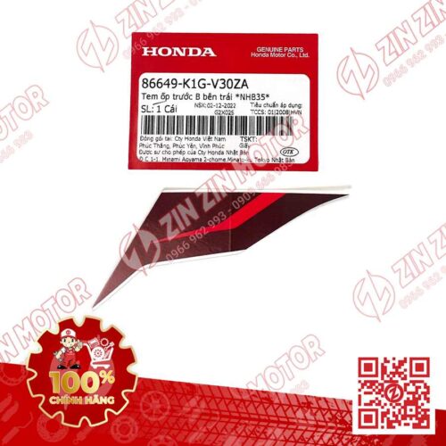 Tem Ốp Trước Trái B, Tem Cánh Yếm AB 2020 2021, AirBlade 125 Honda