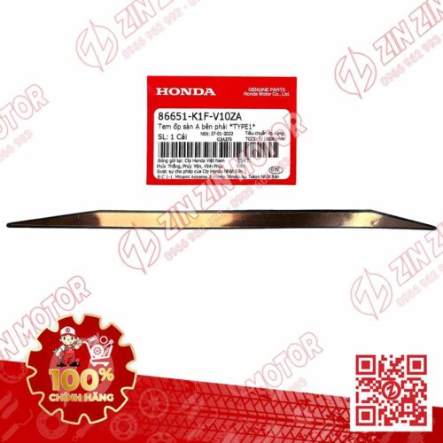 Tem Sườn Sàn Ốp Hông AB 2020 2021, AirBlade 150 Xanh Xám Đen 2020 Phải Trên 86651K1FV10ZA Chính Hãng Honda