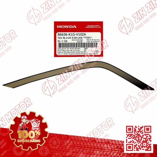 Tem Ốp Trước Phải, Tem Cánh Yếm AB 2020 2021, AirBlade 125 Đen Nhám 2020 86656K1GV10ZA Chính Hãng Honda