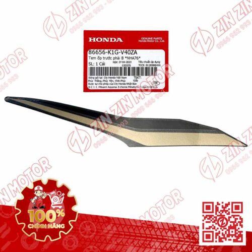Tem Ốp Trước Phải B, Tem Cánh Yếm AB 2020 2021, AirBlade 125 Đen Nhám 2021 86656K1GV40ZA Chính Hãng Honda