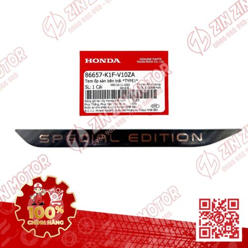 Tem Chữ Special Edition, Tem Sàn Để Chân Trái AB 2020 2021, Air Blade 150 Xanh Xám Đen 2020 86657K1FV10ZA Chính Hãng Honda