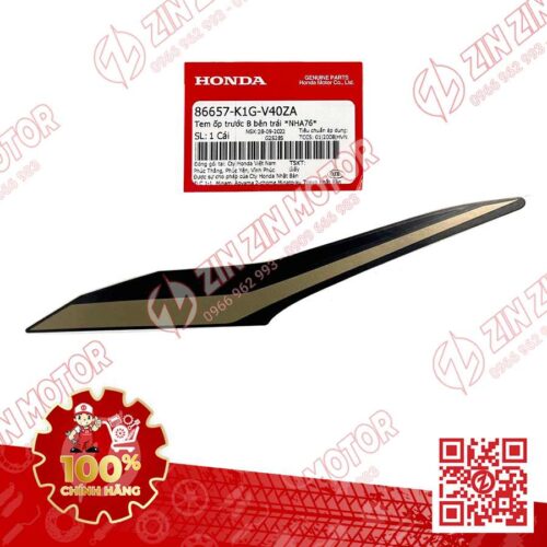 Tem Ốp Trước Trái B, Tem Cánh Yếm AB 2020 2021, AirBlade 125 Đen Nhám 2021 86657K1GV40ZA Chính Hãng Honda