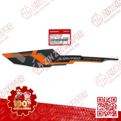 Tem Bụng Sau Trái, Tem Ốp Sườn AB 2020 2021, AirBlade 150 Xám Xi Măng (Xám Chuột) 2022 86832K1FV70ZA Chính Hãng Honda