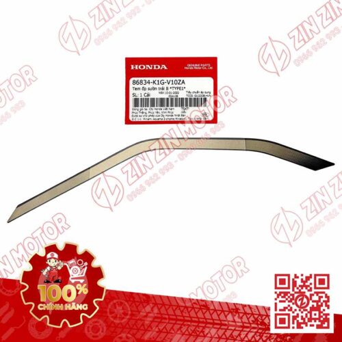 Tem Ốp Trước Trái B, Tem Cánh Yếm AB 2020 2021, AirBlade 125 Đen Nhám 2020 86834K1GV10ZA Chính Hãng Honda