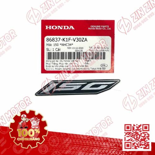 Tem Số 150 Bụng Sau, Tem Ốp Sườn AB 2020, 2021, AirBlade 150 2021 86837K1FV30ZA Chính Hãng Honda
