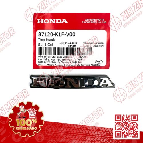 Tem Chữ Honda Nổi Dán Mặt Nạ AB 2020 - 2023+, AirBlade 160, Air Blade 150 / 125 87120K1FV00 Chính Hãng Honda