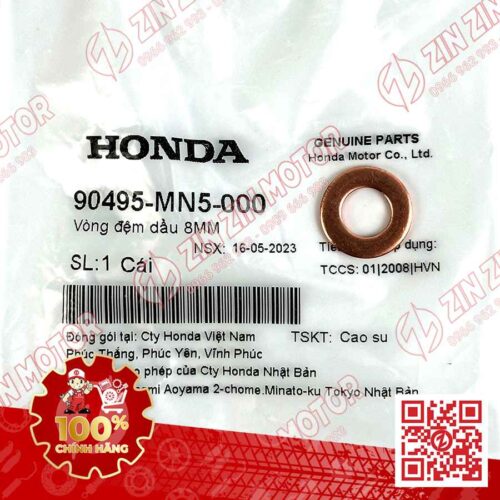 Vòng Đệm Dầu, Lông Đền Ốc Xả Nhớt Láp AirBlade (AB), Vision, SH, SH Mode, Lead, Vario 160, Click 160 Và Các Xe Tay Ga Khác 90495MN5000 Chính Hãng Honda