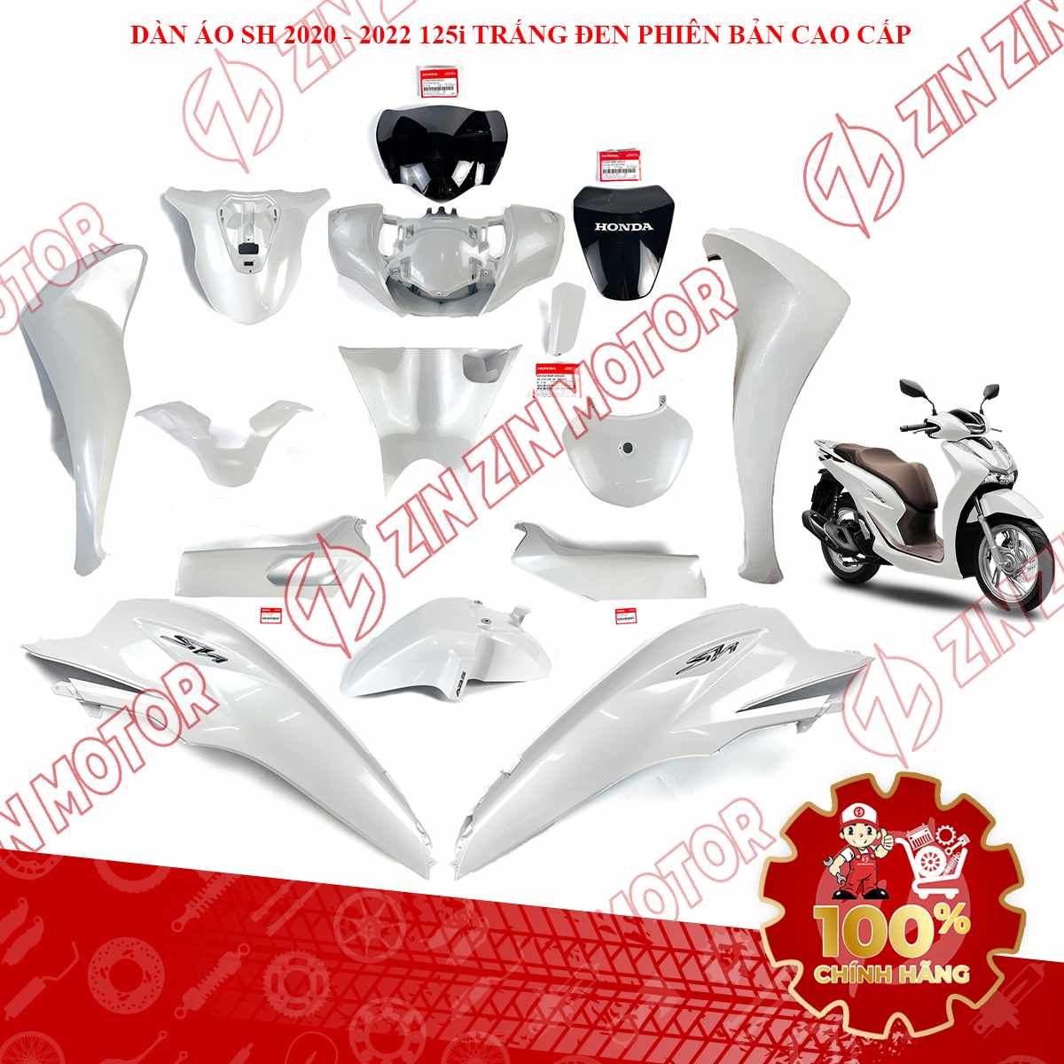DA-SH20&SH23-125i-CC-TĐ Dàn Áo SH 125i 2020 2021 2022, SH125i 2023 Trắng Đen Phiên Bản Cao Cấp 1-compressed
