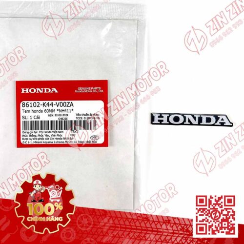 Tem Honda 65MM Dè Sau SH160i 2023 2024+, SH 150i 2017 - 2022, SH 125i 2020 - 2024+, Vision 2014+, Vision 2021+  Đen 86102K44V00ZA Chính Hãng Honda