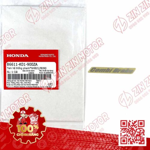 Tem Dè Trước, Tem Combi Brake SH160i 2023+, SH 150i 2017 - 2022, SH 125i 2017 - 2023+, SH Mode 2014+ Bạc (Trắng) 86611K01900ZA Chính Hãng Honda