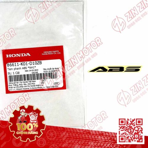 Tem Dè Trước, Tem ABS SH160i 2023+, SH 150i 2017 - 2022, SH 125i 2017 - 2023+, SH Mode 2020+ 86611K01D10ZB Đen Chính Hãng Honda