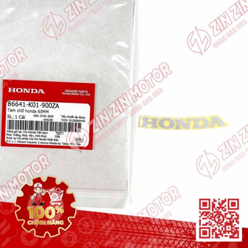 Tem Honda 65MM Mặt Nạ Trước SH160i 2023 2024+, SH 150i 2017 2018 2019 2020 2021 2022, SH 125i 2017 - 2024+ Đen 86641K01900ZA Chính Hãng Honda
