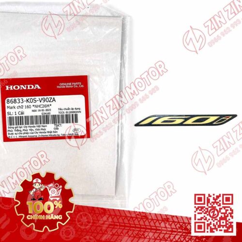 Tem Chữ 160i, Tem Ốp Sườn SH160i 2023 2024+ Màu Xám NHC26M 86833K0SV90ZA Chính Hãng Honda