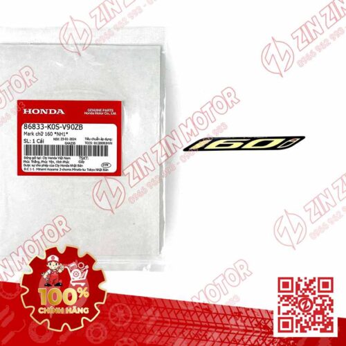 Tem Chữ 160i, Tem Ốp Sườn SH160i 2023 2024+ Màu Đen NH1 86833K0SV90ZB Chính Hãng Honda