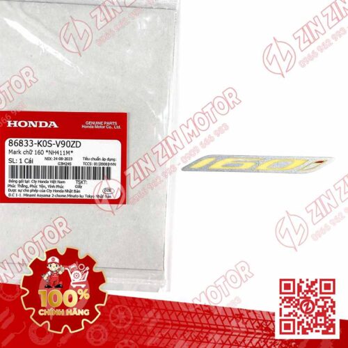 Tem Chữ 160i, Tem Ốp Sườn SH160i 2023 2024+ Màu Bạc NH411M 86833K0SV90ZD Chính Hãng Honda