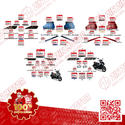 Tem AB 2022 Zin, Tem Xe AB 2023+, AirBlade 160 2022+, Air Blade 125 2022+ Zin Đủ Màu Chính Hãng Honda - ZZM