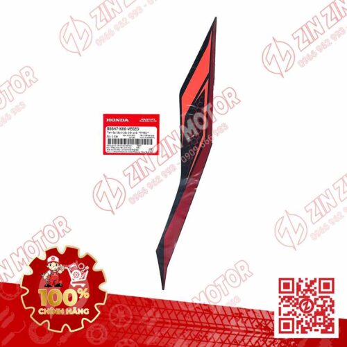 Tem Ốp Nắp Trước Phải, Tem Mặt Nạ AB 2018, Air Blade 125 2018 Đỏ Đen Phiên Bản Tiêu Chuẩn 86647K66VE0ZD Chính Hãng Honda