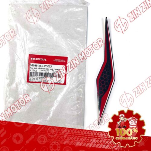 Tem Ốp Nắp Trước Phải, Tem Mặt Nạ AB 2018, Air Blade 125 2018 Đen Nhám Phiên Bản Kỷ Niệm 10 Năm 86648K66VG0ZA Chính Hãng Honda