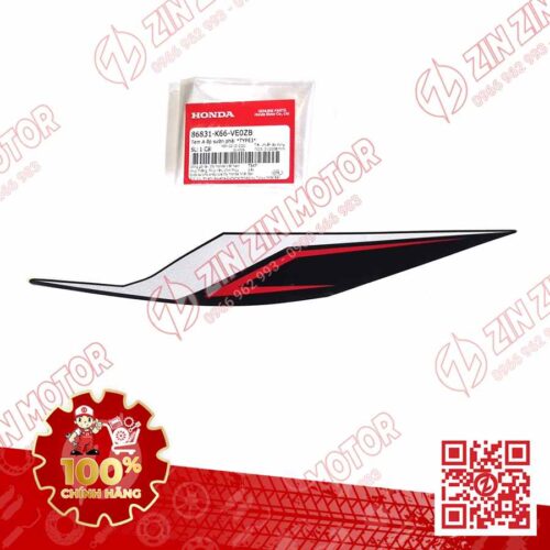 Tem Bụng Sau Phải Trên AB 2018, Air Blade 125 2018 Trắng Đen Phiên Bản Tiêu Chuẩn 86831K66VE0ZB Chính Hãng Honda