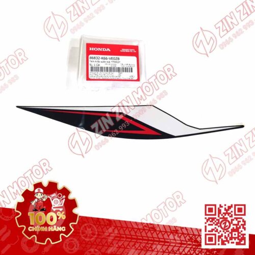 Tem Bụng Sau Trái Trên AB 2018, Air Blade 125 2018 Trắng Đen Phiên Bản Tiêu Chuẩn 86832K66VE0ZB Chính Hãng Honda