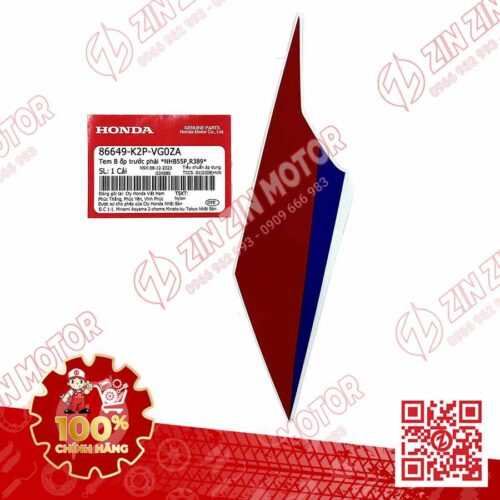TEM MẶT NẠ TRƯỚC WINNER X V4 2024 MIẾNG DƯỚI PHẢI 86649K2PVG0ZA XE ĐỎ HRC PHIÊN BẢN THỂ THAO