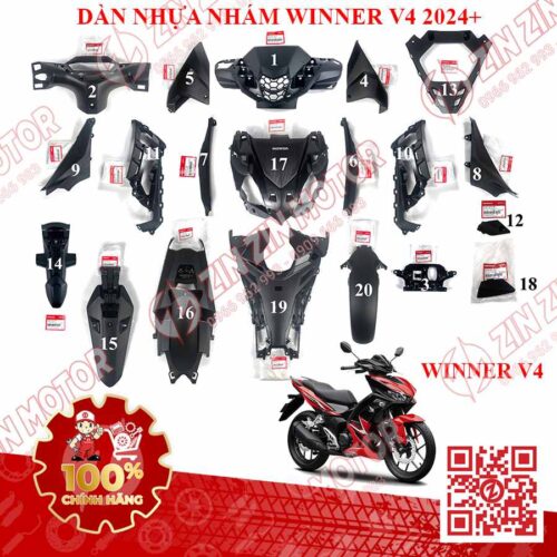 DÀN ÁO NHỰA NHÁM WINNER X V4 2024, WINNER X 2024 CHÍNH HÃNG HONDA