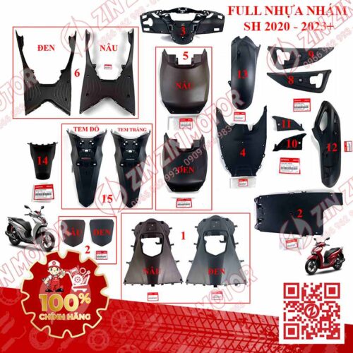 Dàn Áo Nhựa Nhám SH 2020 - 2024+, SH160i 2023 2024+, SH 150i 2020 2021 2022, SH 125i 2020 - 2024+ Chính Hãng Honda