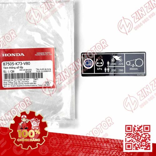 TEM THÔNG SỐ LỐP VÀ XÍCH TẢI FUTURE 125 FI, FUTURE LED 2018 2019 , WAVE ALPHA 2021 2022 2023 2024 2025 87505K73V80 CHÍNH HÃNG
