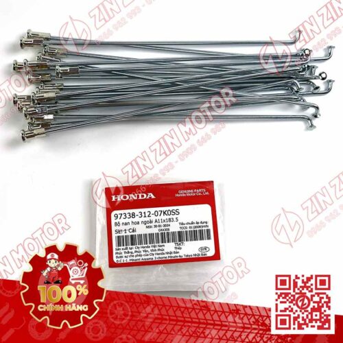 NAN HOA NGOÀI A11X183.5, CĂM BÁNH TRƯỚC XE FUTURE 125 FI LED 2018 - 2024+, FUTURE 125 2012 - 2017 9733831207K0 ; NAN HOA TRONG TRƯỚC 11X183.5MM, CĂM XE WAVE RSX 2019 2020 2021 2022 2023 9733831207K0SS PHIÊN BẢN PHANH ĐĨA - BÁNH CĂM CHÍNH HÃNG