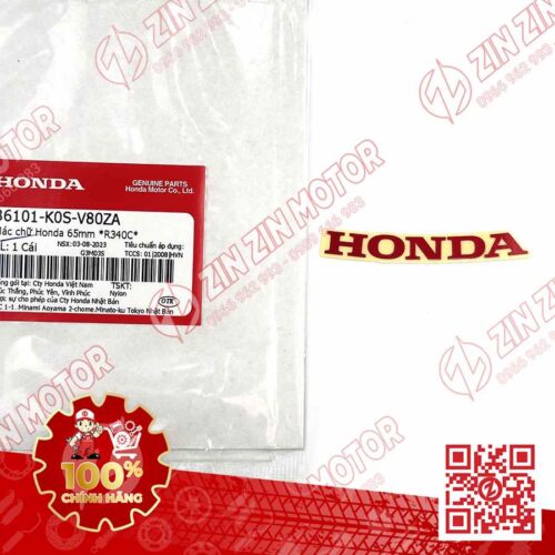 Tem Honda 65MM Dán Mặt Nạ Trước SH 2024, SH 160i 2024, SH125i 2024 Đỏ 86101K0SV80ZA Chính Hãng