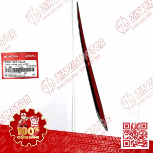 Tem Cánh Yếm, Bửng Phải SH 2024, SH 160i 2024, SH125i 2024 Đỏ Nền Xám 86647K0RV60ZB Chính Hãng