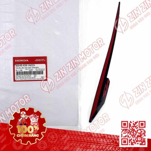 Tem Cánh Yếm, Bửng Trái SH 2024, SH 160i 2024, SH125i 2024 Đỏ Nền Đen 86648K0RV60ZA Chính Hãng