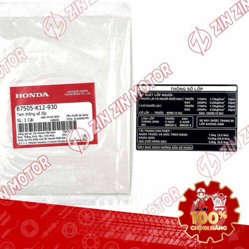 TEM THÔNG SỐ LỐP TẢI TRỌNG LEAD 2017-2019 87505K12930 CHÍNH HÃNG